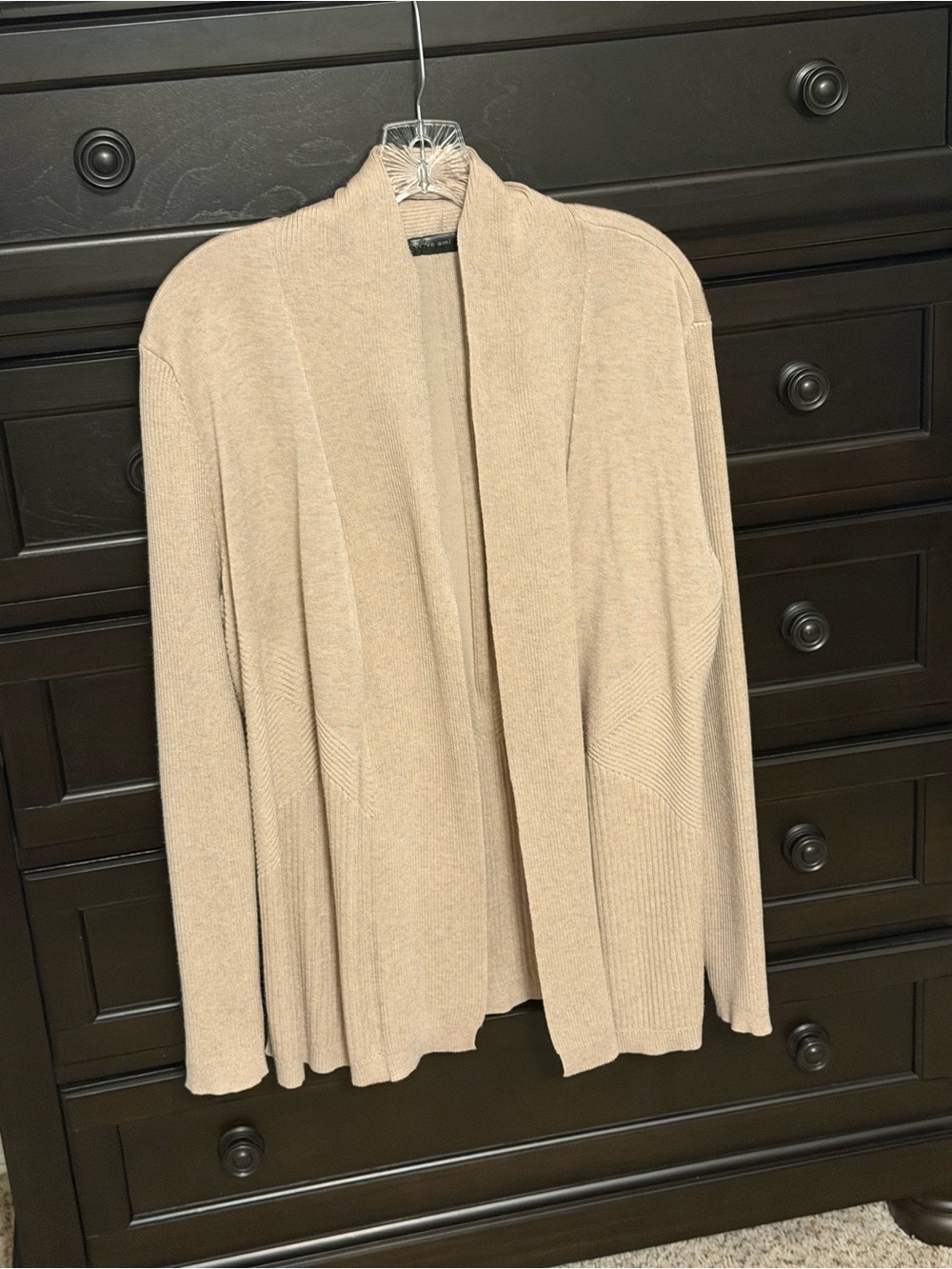 Verve Ami Beige Open-Front Knit Cardigan XL 1107